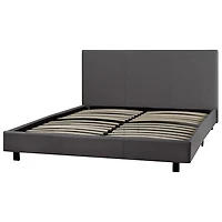 Brassex Modern Upholstered Platform Bed with Bonnell Coil Mattress - Queen - Grey