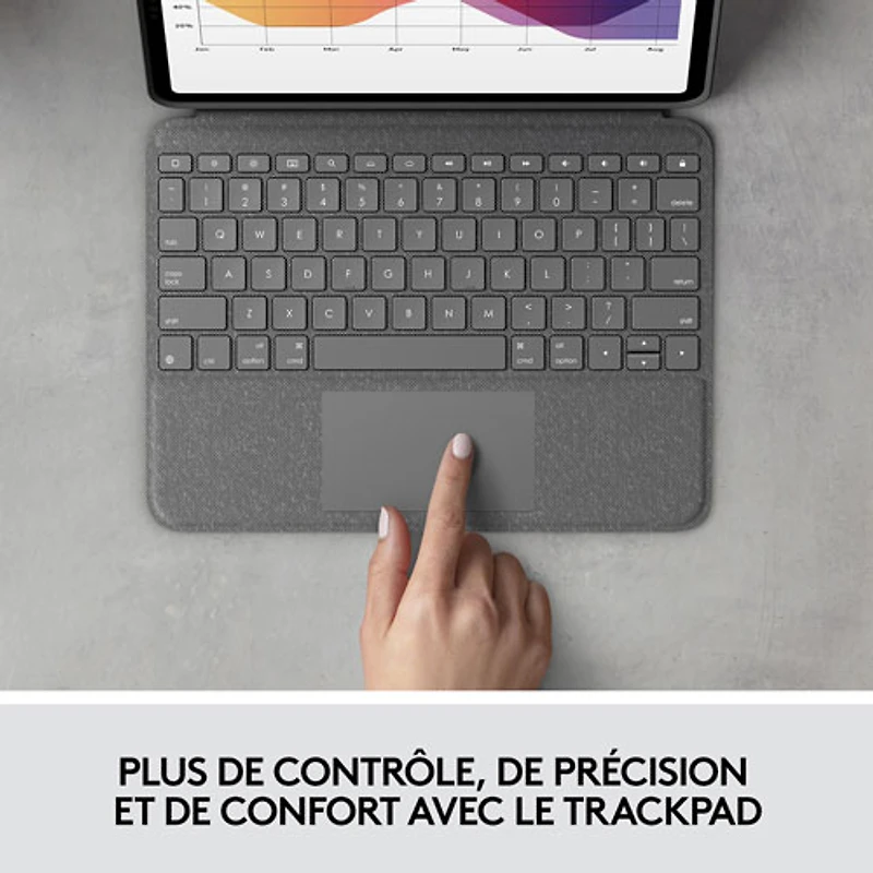 Étui-clavier Folio Touch de Logitech avec pavé tactile pour iPad Air 11 po (M2), iPad Air (5e/4e génération) - Gris