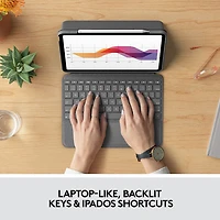 Étui-clavier Folio Touch de Logitech avec pavé tactile pour iPad Air 11 po (M2), iPad Air (5e/4e génération) - Gris