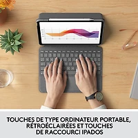 Étui-clavier Folio Touch de Logitech avec pavé tactile pour iPad Air 11 po (M2), iPad Air (5e/4e génération) - Gris