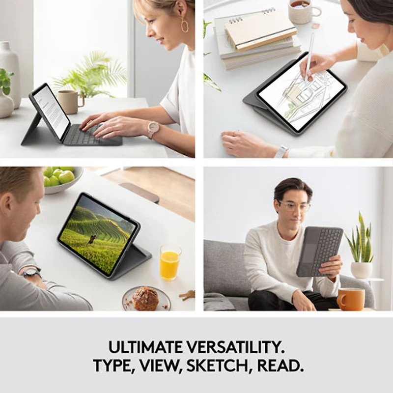 Étui-clavier Folio Touch de Logitech avec pavé tactile pour iPad Air 11 po (M2), iPad Air (5e/4e génération) - Gris