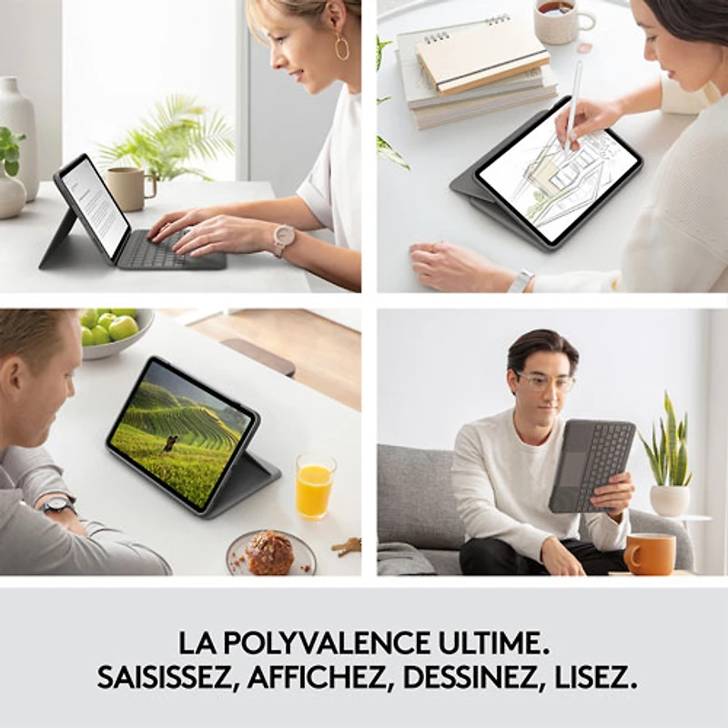 Étui-clavier Folio Touch de Logitech avec pavé tactile pour iPad Air 11 po (M2), iPad Air (5e/4e génération) - Gris