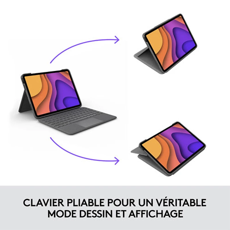Étui-clavier Folio Touch de Logitech avec pavé tactile pour iPad Air 11 po (M2), iPad Air (5e/4e génération) - Gris