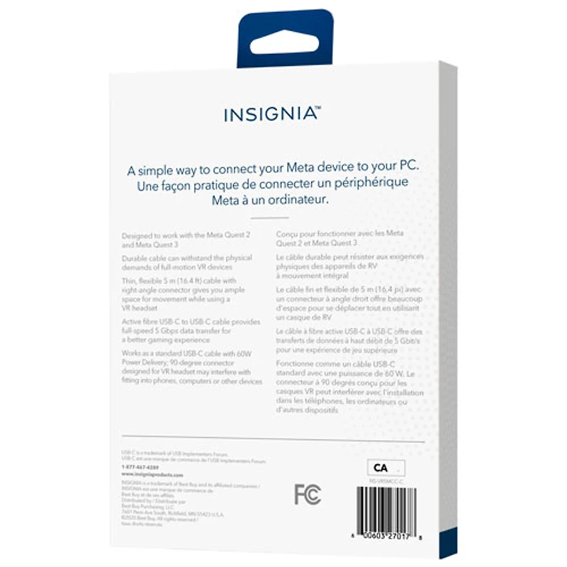 Câble USB-C de 5 m (16,4 pi) d'Insignia pour casque de RV Quest de Meta - Exclusivité Best Buy