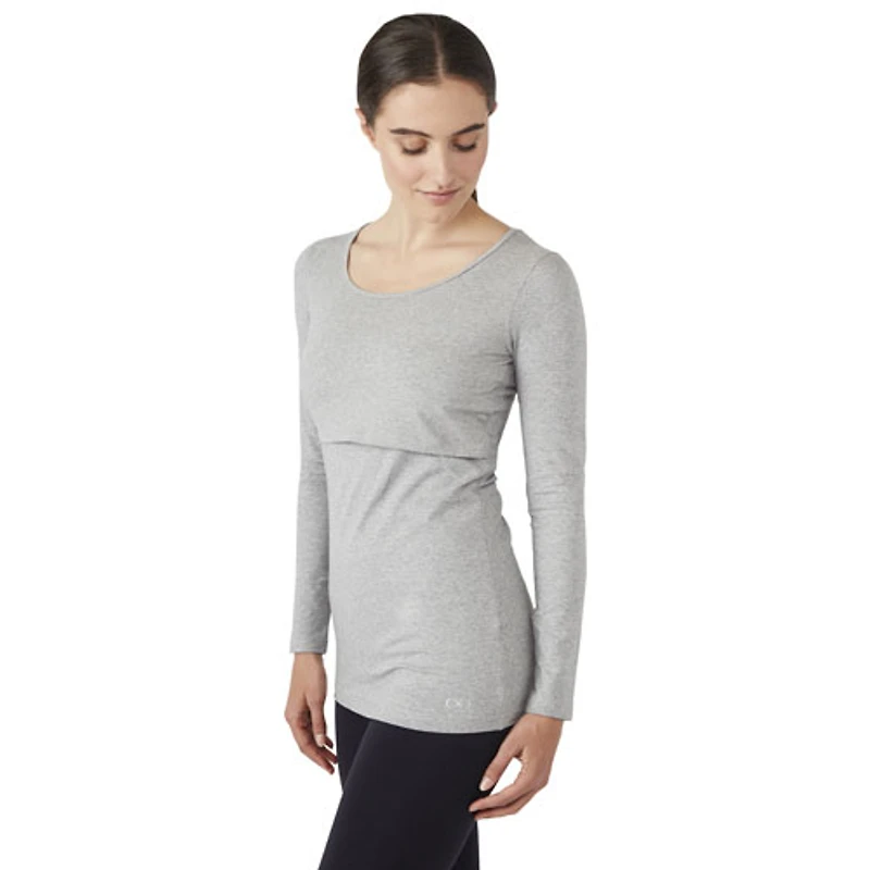 Modern Eternity Charlotte long Sleeve Nursing and Maternity Top - Medium - Steel Grey Melange