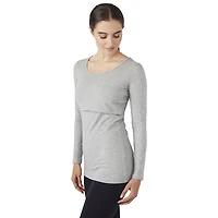 Modern Eternity Charlotte long Sleeve Nursing and Maternity Top - Medium - Steel Grey Melange