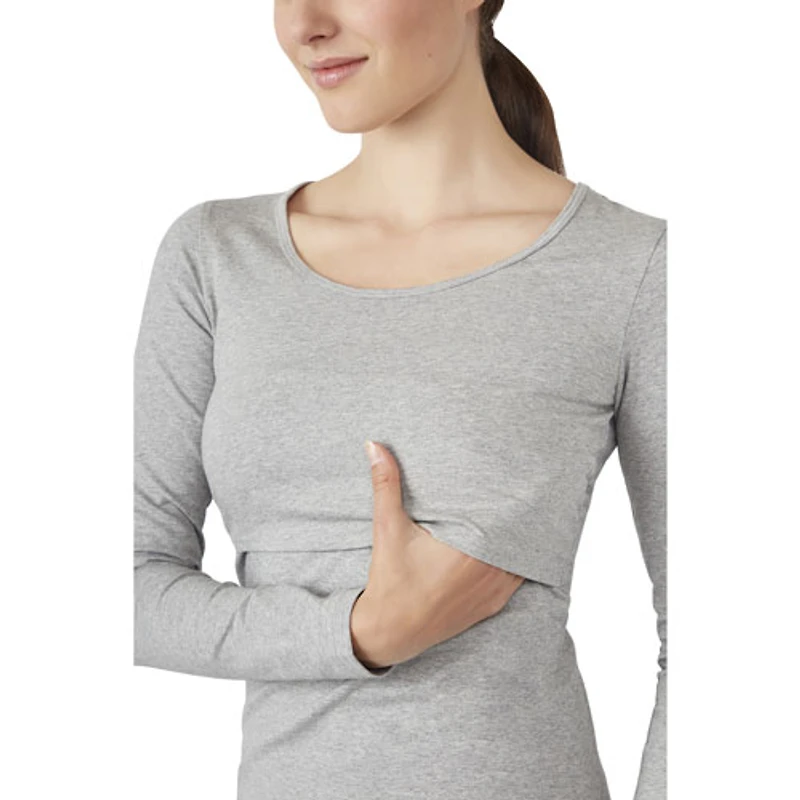 Modern Eternity Charlotte long Sleeve Nursing and Maternity Top - Medium - Steel Grey Melange