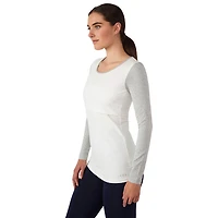 Modern Eternity Charlotte long Sleeve Nursing and Maternity Top - X-Small - Eggshell Grey Mix