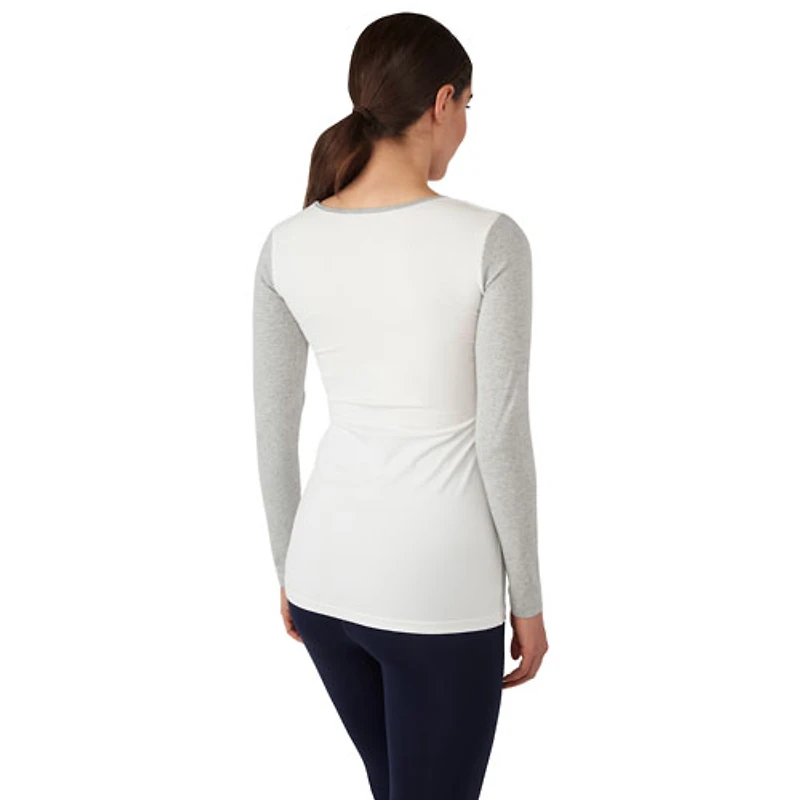 Modern Eternity Charlotte long Sleeve Nursing and Maternity Top - X-Small - Eggshell Grey Mix