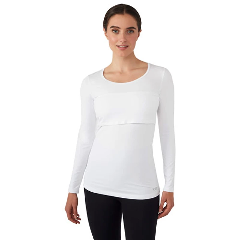 Modern Eternity Charlotte long Sleeve Nursing and Maternity Top - X-Large - White