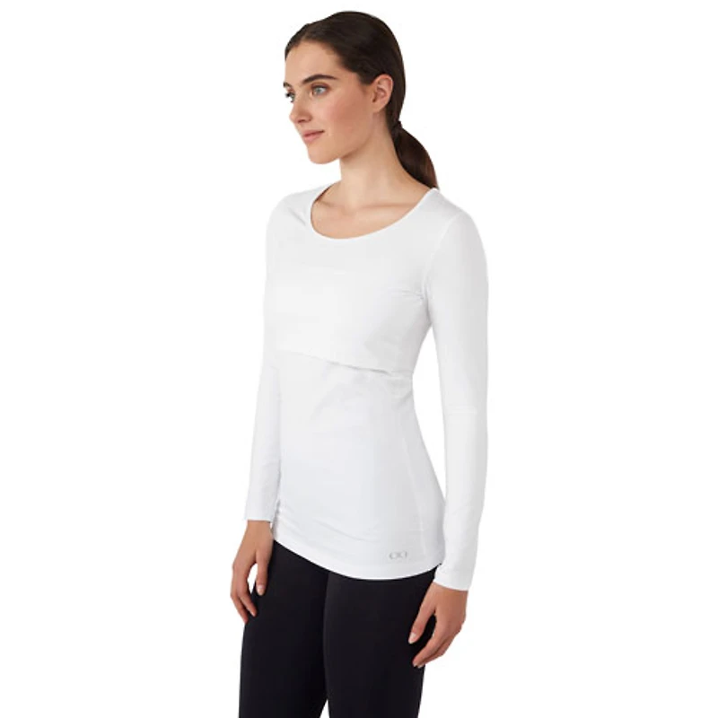 Modern Eternity Charlotte long Sleeve Nursing and Maternity Top - X-Large - White