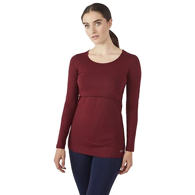 Modern Eternity Charlotte long Sleeve Nursing and Maternity Top - Small - Burgundy