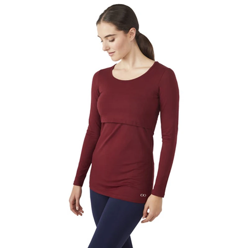 Modern Eternity Charlotte long Sleeve Nursing and Maternity Top - Large - Burgundy