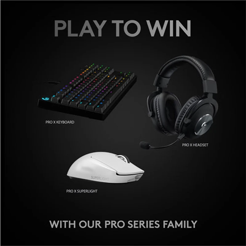 Souris de jeu optique sans fil à capteur HERO 25600 ppp G Pro X Superlight de Logitech - Blanc