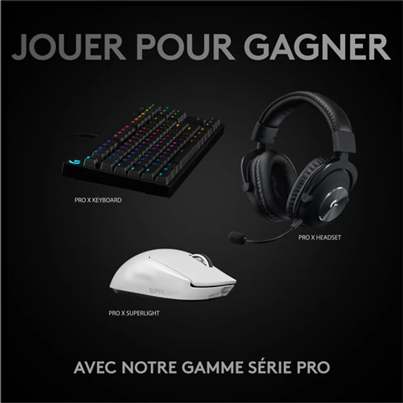 Souris de jeu optique sans fil à capteur HERO 25600 ppp G Pro X Superlight de Logitech - Blanc