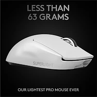 Souris de jeu optique sans fil à capteur HERO 25600 ppp G Pro X Superlight de Logitech - Blanc