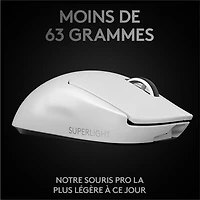 Souris de jeu optique sans fil à capteur HERO 25600 ppp G Pro X Superlight de Logitech - Blanc