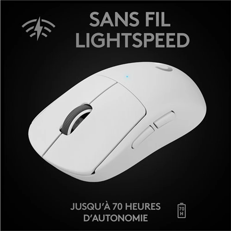 Souris de jeu optique sans fil à capteur HERO 25600 ppp G Pro X Superlight de Logitech - Blanc