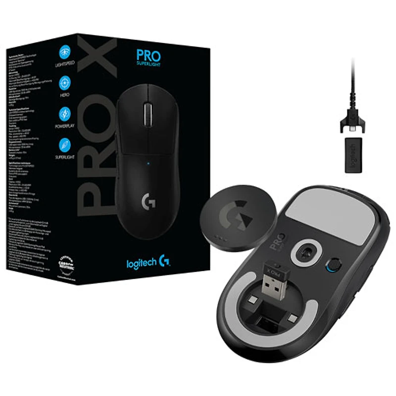 Logitech G Pro X Superlight 25600 DPI Wireless HERO Optical Gaming Mouse - Black