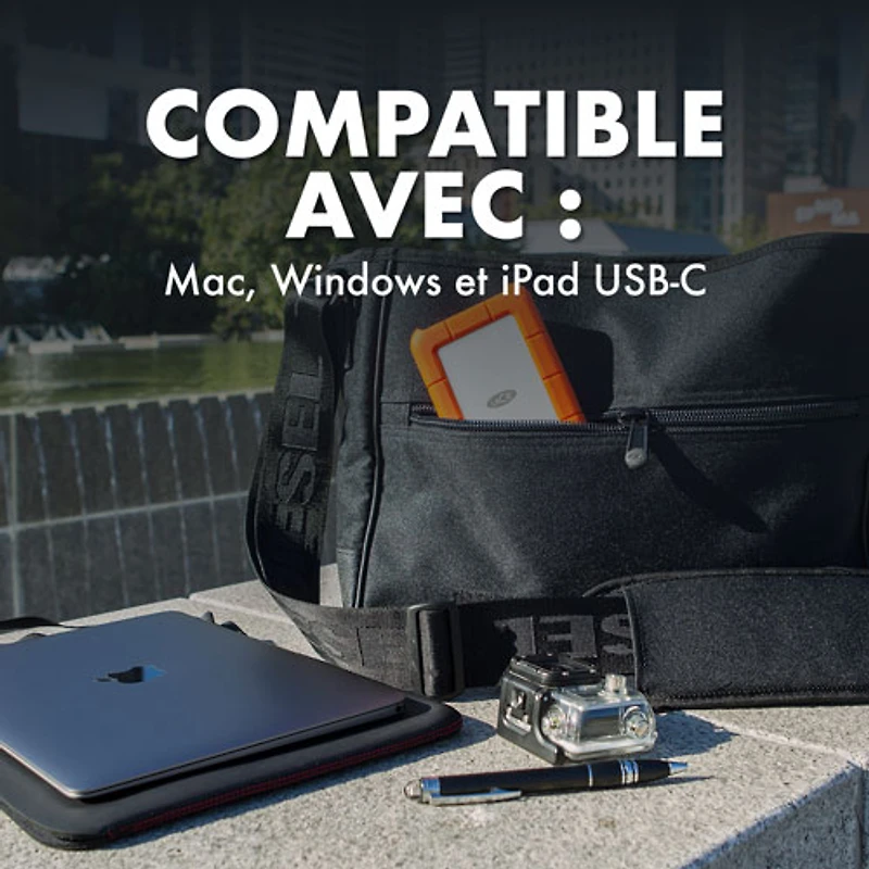 Disque dur externe portatif USB-C Rugged 2 To de LaCie pour PC/Mac (STFR2000800) - Orange