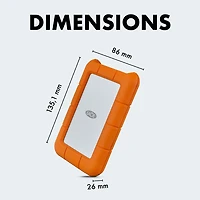 Disque dur externe portatif USB-C Rugged 2 To de LaCie pour PC/Mac (STFR2000800) - Orange