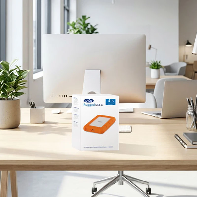Disque dur externe portatif USB-C Rugged 2 To de LaCie pour PC/Mac (STFR2000800) - Orange