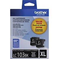 Cartouche d'encre noire de Brother (LC103-2PKS) - Paquet de 2