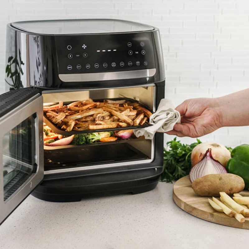 Friteuse à air chaud à pizza avec tournebroche manuelle Bella Pro - 12 l (12,6 l) - Acier inoxydable - Exclusivité Best Buy
