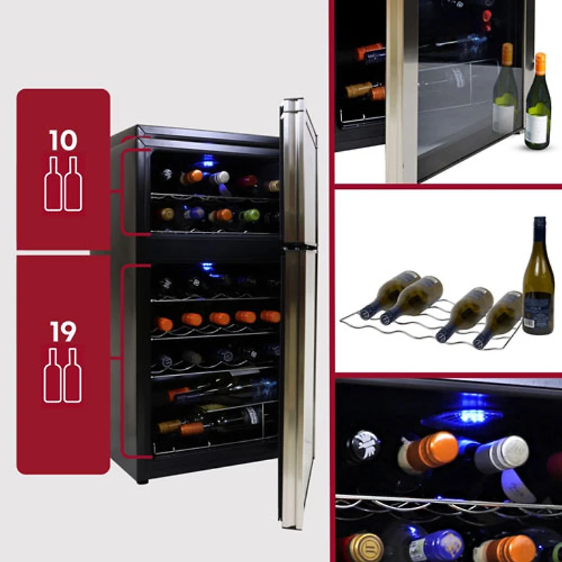 Réfrigérateur à vin autonome à deux zones pour 29 bouteilles de Koolatron