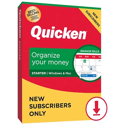 Quicken Starter (PC/Mac) - Nouvel utilisateur - 1 an - Anglais - Téléchargement numérique