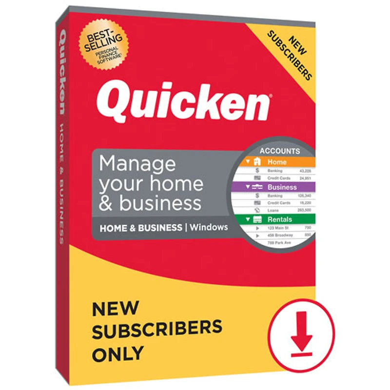 Quicken Home & Business (PC) - Nouvel utilisateur - 1 an - Anglais - Téléchargement numérique