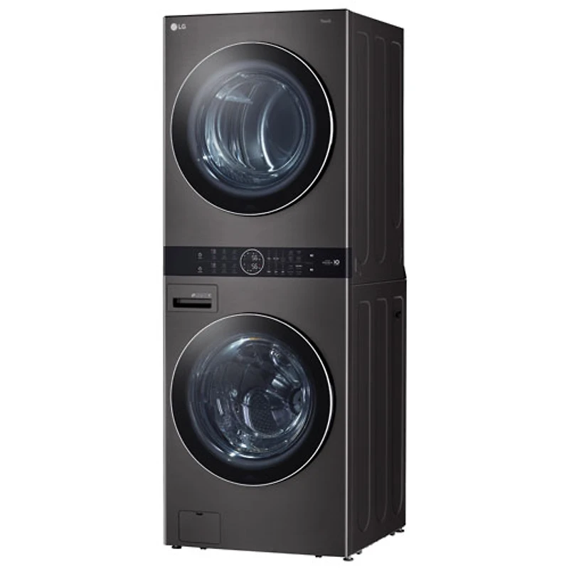 LG WashTower 5.2 Cu. Ft. HE Steam Washer & 7.4 Cu. Ft. Dryer Laundry Centre (WKEX200HBA) - Black Stainless