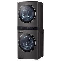 LG WashTower 5.2 Cu. Ft. HE Steam Washer & 7.4 Cu. Ft. Dryer Laundry Centre (WKEX200HBA) - Black Stainless