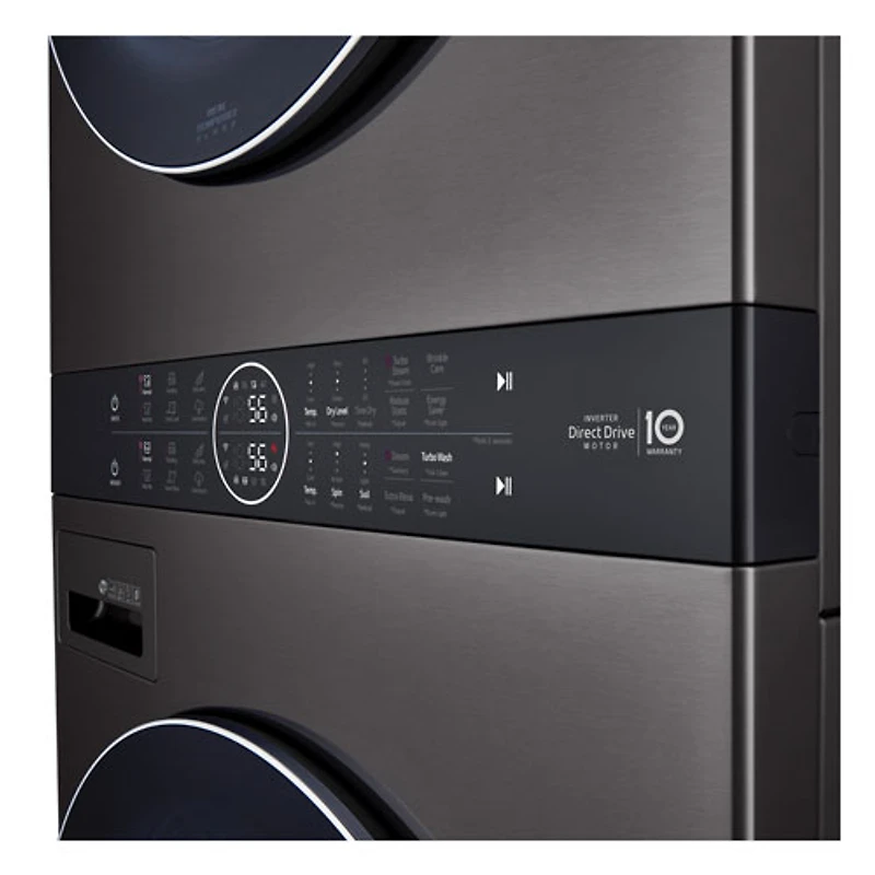 LG WashTower 5.2 Cu. Ft. HE Steam Washer & 7.4 Cu. Ft. Dryer Laundry Centre (WKEX200HBA) - Black Stainless