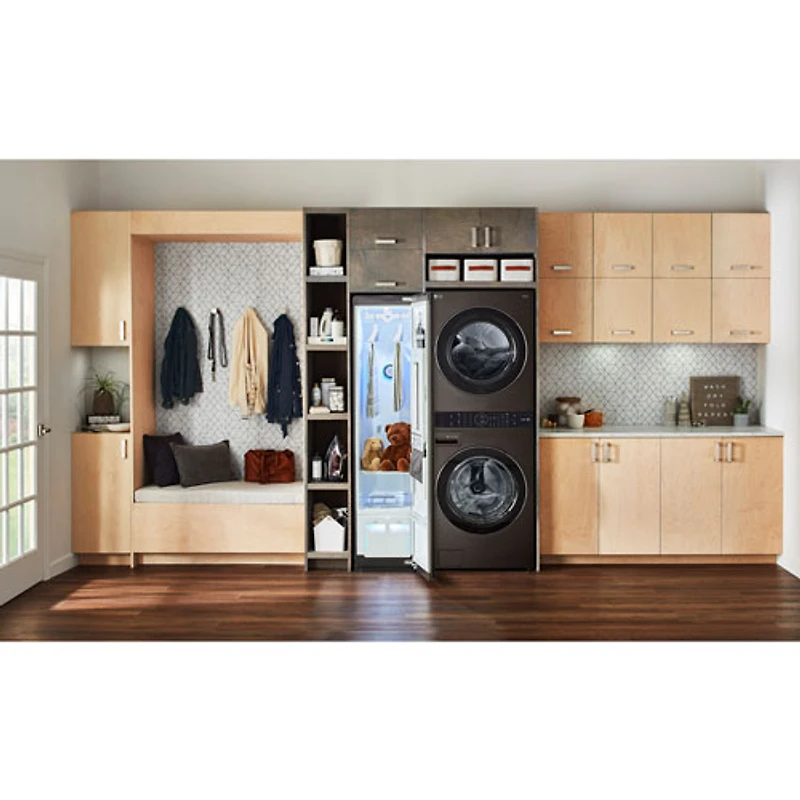 LG WashTower 5.2 Cu. Ft. HE Steam Washer & 7.4 Cu. Ft. Dryer Laundry Centre (WKEX200HBA) - Black Stainless