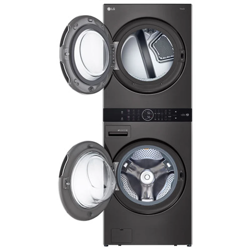 LG WashTower 5.2 Cu. Ft. HE Steam Washer & 7.4 Cu. Ft. Dryer Laundry Centre (WKEX200HBA) - Black Stainless