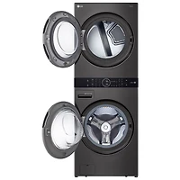 LG WashTower 5.2 Cu. Ft. HE Steam Washer & 7.4 Cu. Ft. Dryer Laundry Centre (WKEX200HBA) - Black Stainless