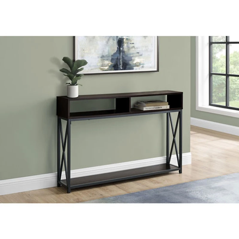 Table d'applique rectangulaire contemporaine avec 3 tablettes de Monarch - Expresso/Noir