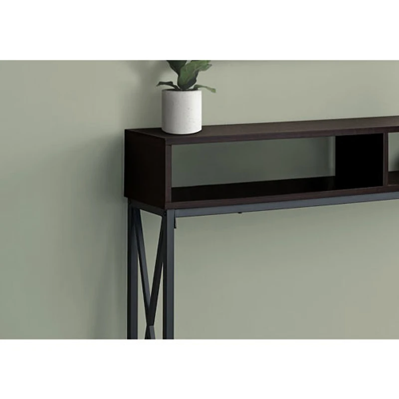 Table d'applique rectangulaire contemporaine avec 3 tablettes de Monarch - Expresso/Noir