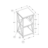 Monarch Contemporary Square End Table with Shelves - Dark Taupe/Black