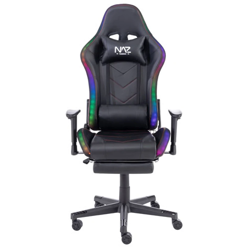 Fauteuil de jeu ergonomique à dossier haut en similicuir série Ultimate de Naz - Noir