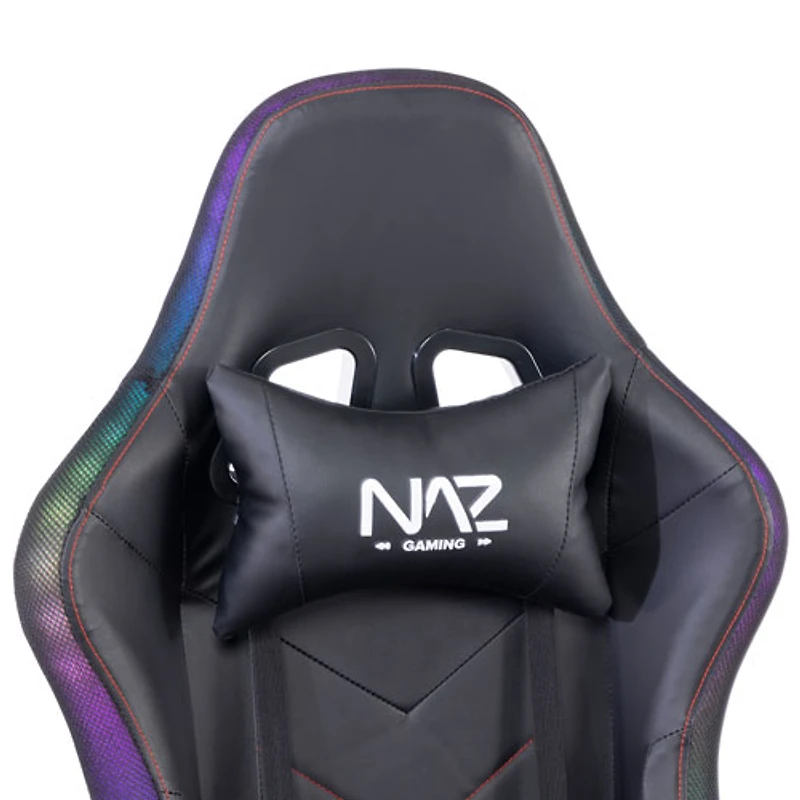 Fauteuil de jeu ergonomique à dossier haut en similicuir série Ultimate de Naz - Noir