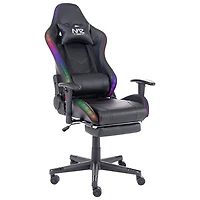 Fauteuil de jeu ergonomique à dossier haut en similicuir série Ultimate de Naz - Noir