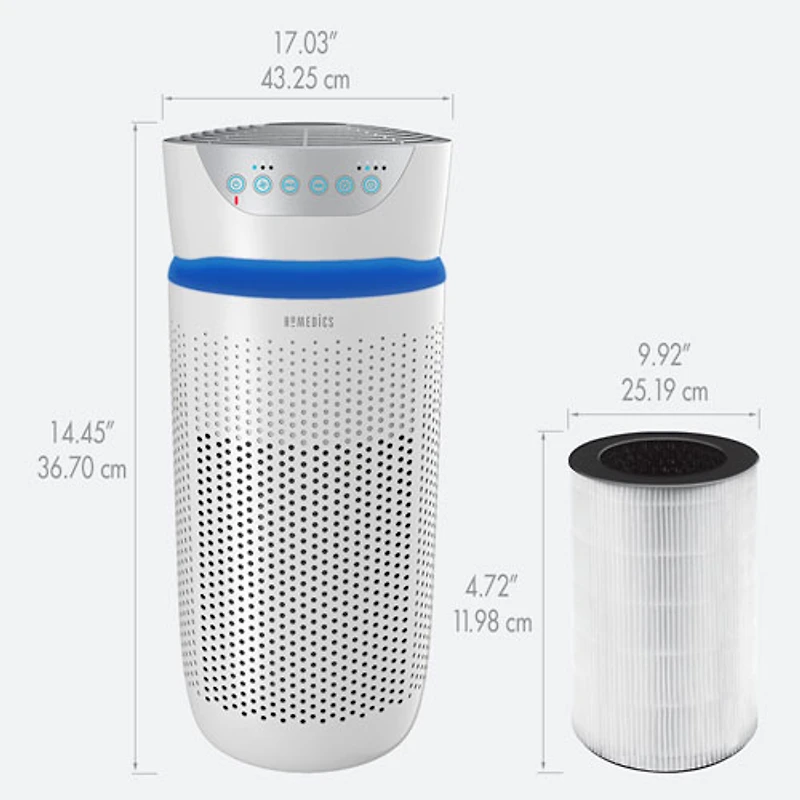 Purificateur d'air 5-en-1 avec filtre HEPA TotalClean de HoMedics - Moyen - Blanc
