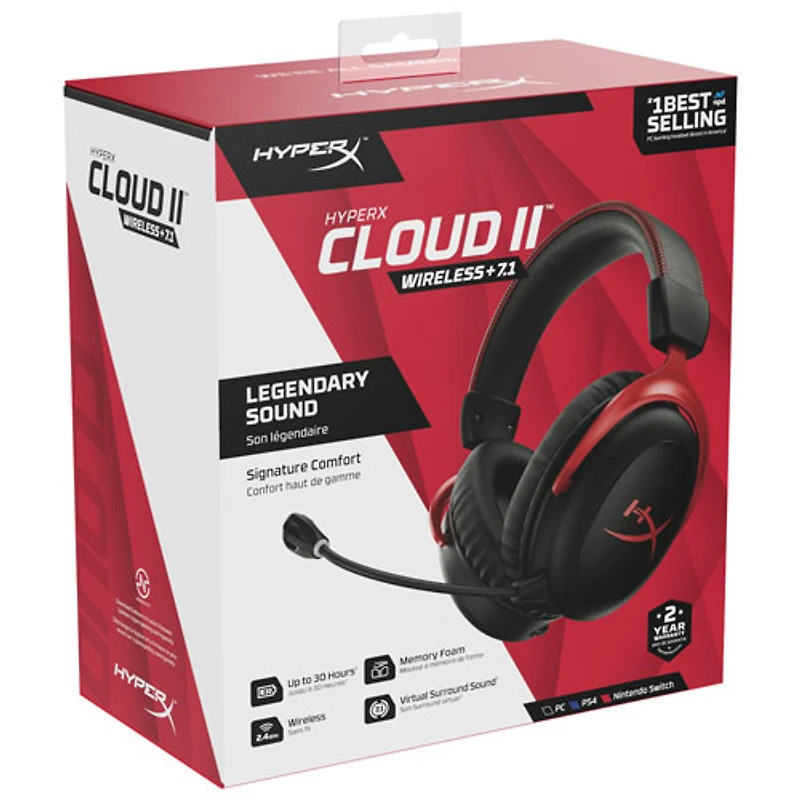 Casque de jeu sans fil Cloud II de HyperX - Noir/Rouge