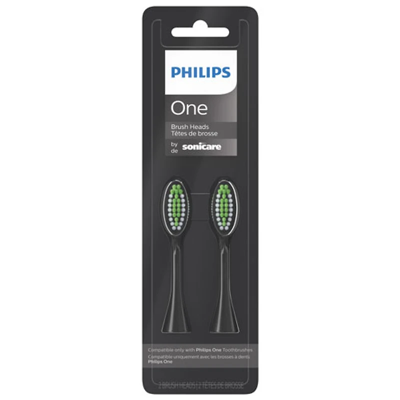 Tête de brosse à dents de rechange Philips One de Sonicare (BH1022/06) - Paq. 2 - Noir