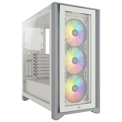 Tour d'ordinateur mi-haute ATX iCUE 4000X RGB de Corsair - Blanc