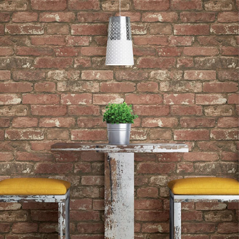 Papier peint autocollant à motif de briques West End de NuWallpaper - Rouge