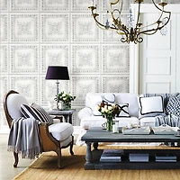 Papier peint autocollant Reclaimed Tin de NuWallpaper - Gris