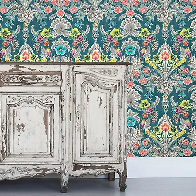 Papier peint autocollant Summer Love Teal de NuWallpaper